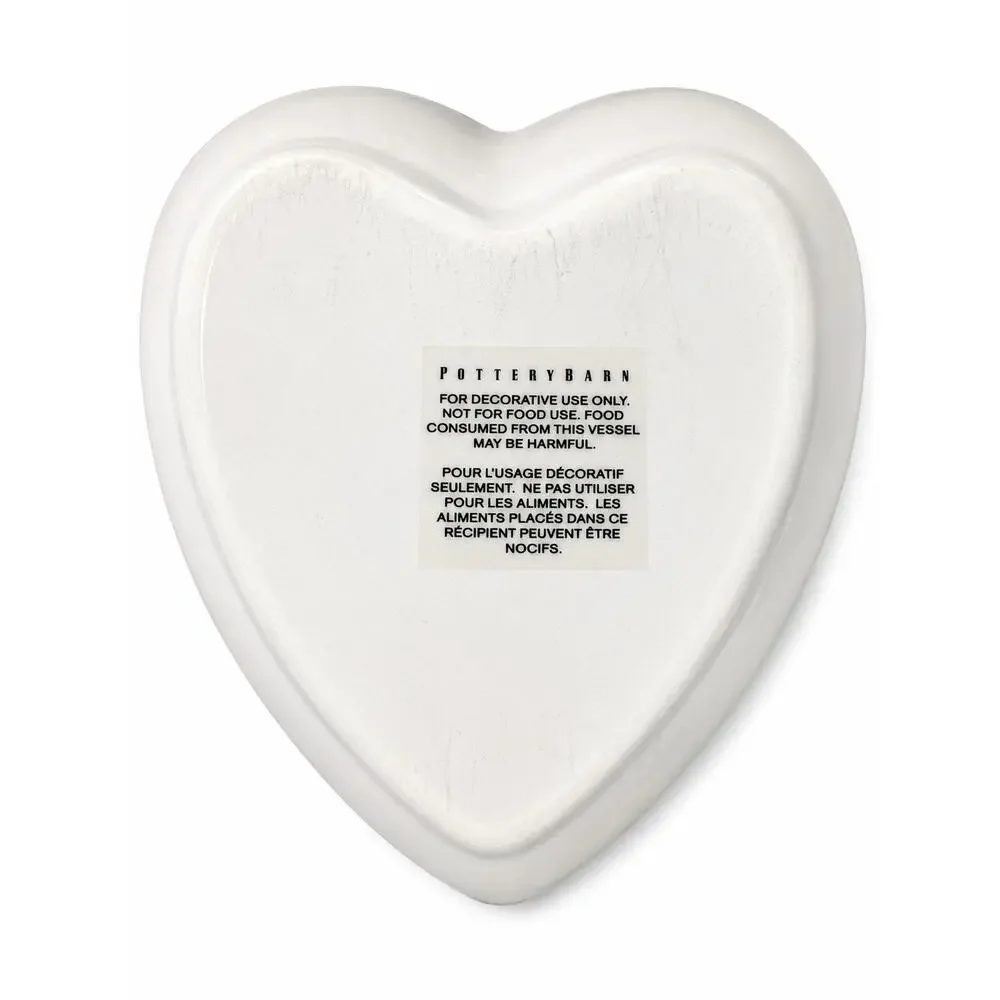 Pottery Barn Peace Heart Trinket Dish Gold Studded White Fairycore Cottagecore